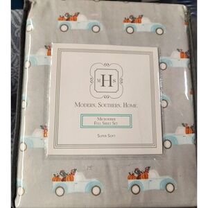 Pumpkin Truck Full Set Modern Southern Home 4 Piece Fitted Flat Pillow Case (2 )